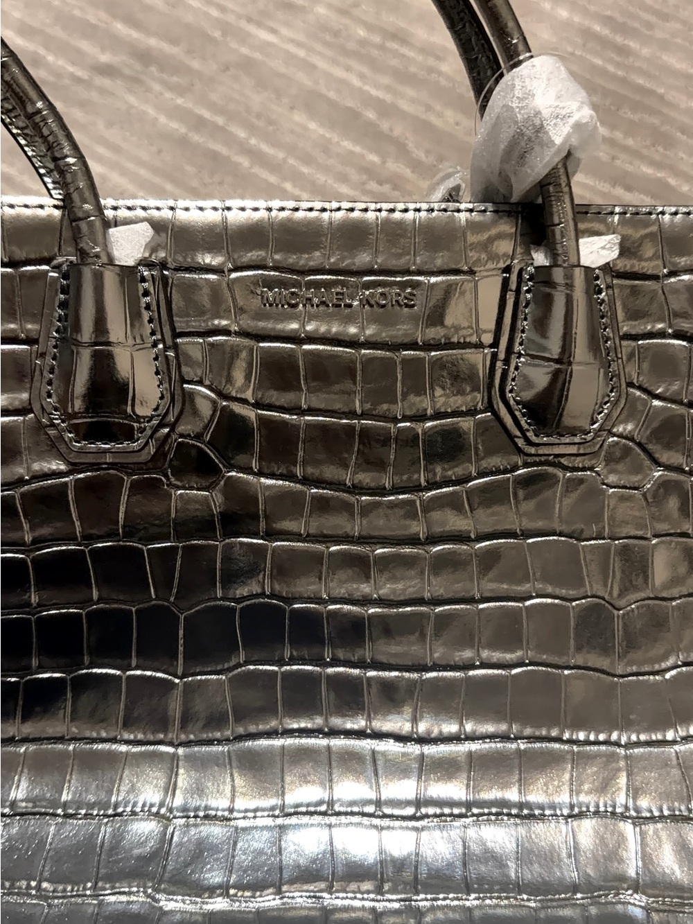 Michael Kors Patent Croc-Embossed Black Tote
